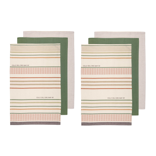 Ladelle Set of 6 Sanctuary Cotton Kitchen Tea Towels 50 x 70 cm Green - Main Image