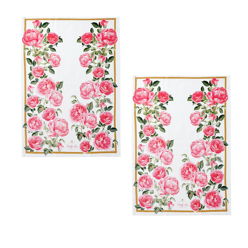 Ashdene Set of 2 Heritage Rose Cotton Kitchen Tea Towels 50 x 70 cm - Main Image