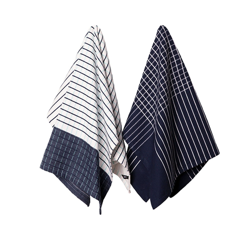 Ladelle Kyrie Cotton Set of 2 Jumbo Kitchen Towels 60 x 80 cm Navy - Main Image