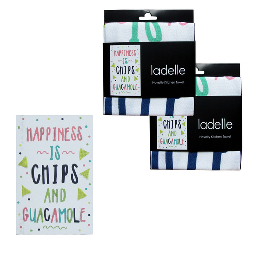 Ladelle Set of 2 Cotton Tea Towels Happiness is Chips and Guacamole - Main Image