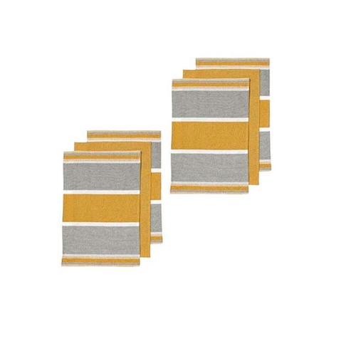 Ladelle Revive Block Woven Set of 6 Cotton Kitchen Towels Yellow - Main Image