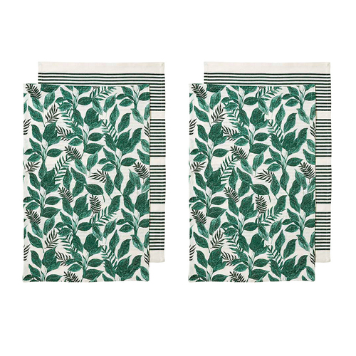 Ladelle Tierra Set of 4 Cotton Kitchen Towels Green - Main Image