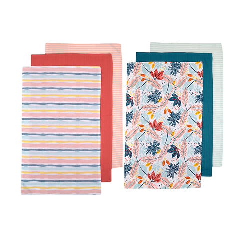 Ladelle Set of 6 Zest Bright Cotton Kitchen Tea Towels 50 x 70 cm Mix - Main Image