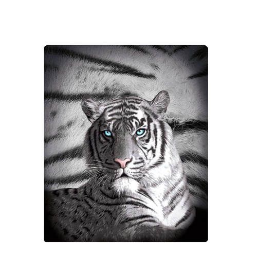 Just Home Blue Eyes Stripes Tiger Polar Fleece Throw Rug - Main Image