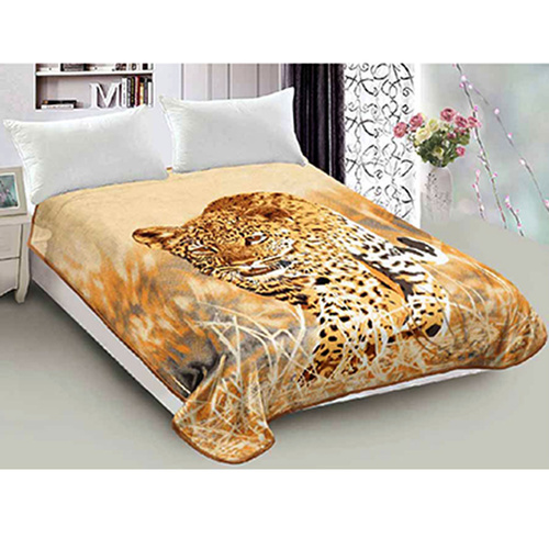 800GSM Luxury Reversible Animal Pattern Mink Blanket Queen 200 x 240 cm Prowling Leopard - Main Image
