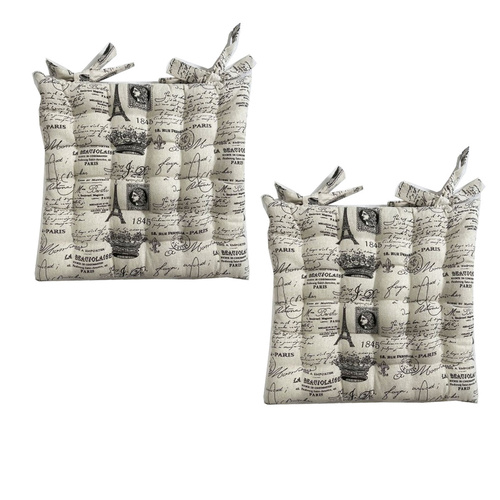 Set of 2 Cotton Cover Chair Pads 40 x 40 cm Eiffel Tower - Main Image