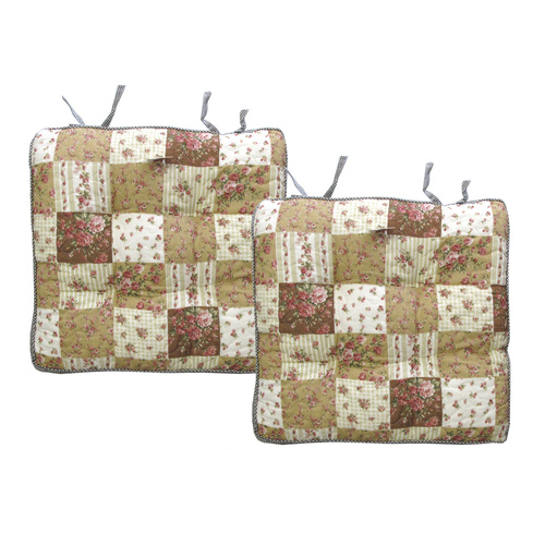 Lylac Homewares Petal Delights Set of 2 Cotton Chair Pads Mia Brown - Main Image