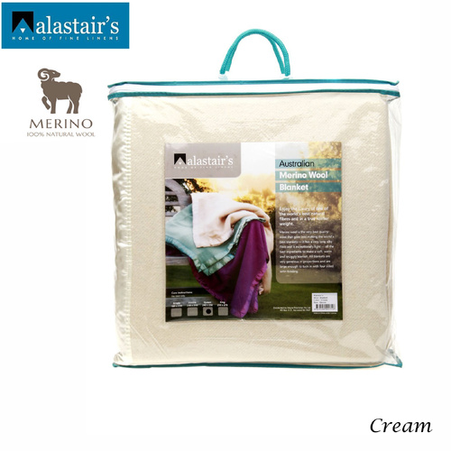 Alastairs 375GSM Australian Merino Wool Blanket Cream - King - Main Image