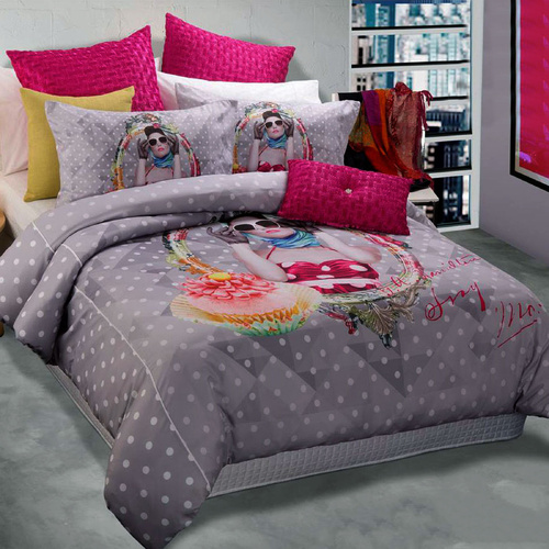 Georges Fine Linens Vogue Silver Quilt Cover Set - Queen - Main Image