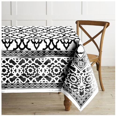 Rans Pure Cotton Vintage Tablecloth 180 cm Round - Black - Main Image