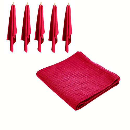 Rans Set of 6 Cotton Waffle Tea Towels 50x70 cm - Hot Pink - Main Image