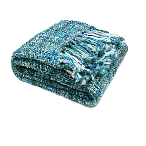 Rans Oslo Knitted Weave Throw 127x152cm - Cool Pool - Main Image