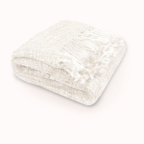 Rans Oslo Knitted Weave Throw 127x152cm - Snow White - Main Image