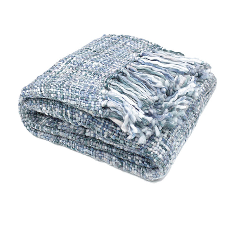 Rans Oslo Knitted Weave Throw 127x152cm - Steel Blue - Main Image