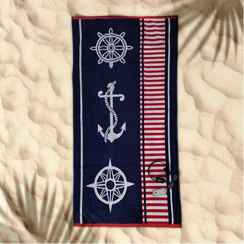 Rans Premium Cotton Jacquard Beach Towel Sailor Blue - Main Image