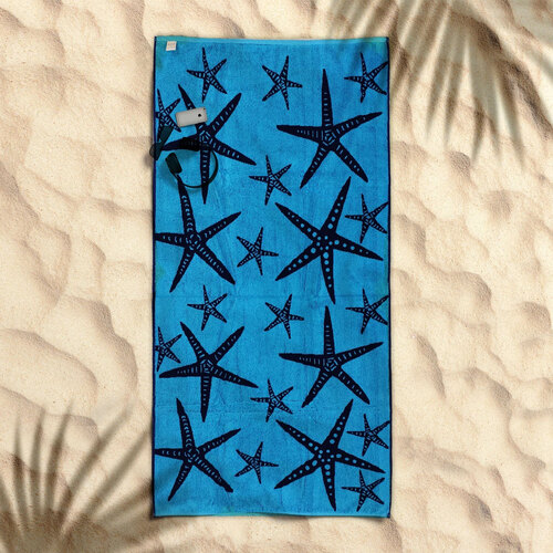 Rans Premium Cotton Jacquard Beach Towel Starfish Blue - Main Image