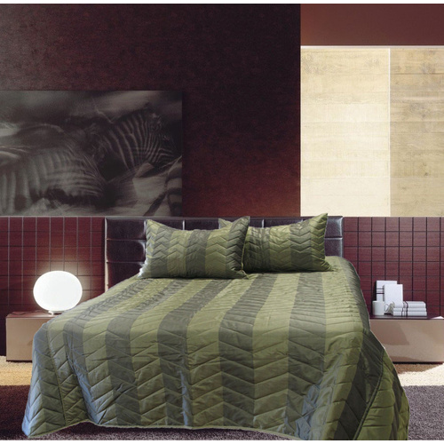 Rapee Faux Silk Coverlet Set Zig Zag Sage - Queen - Main Image