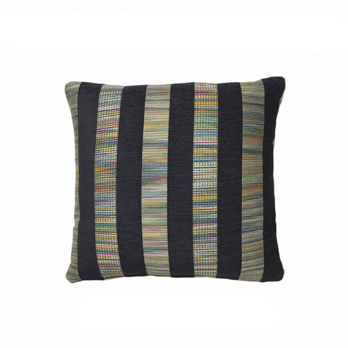 Rapee Ujjain Stripe Filled Cushion - Black 45 cm x 45 cm - Main Image