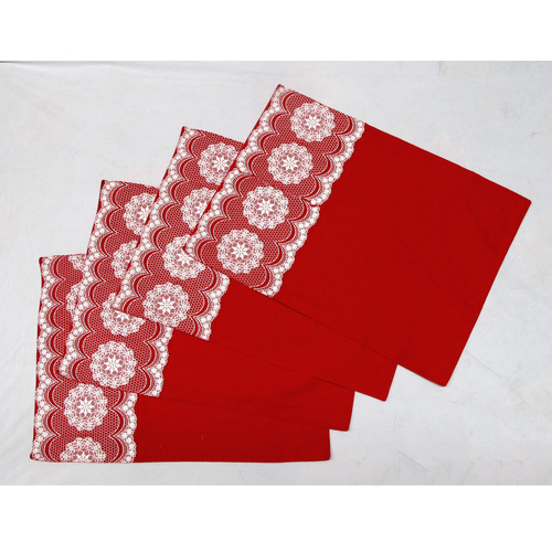 Rapee Set of 4 Cotton Lacey Red Table Placemats 33 x 45 cm - Main Image