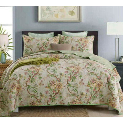 100% Cotton Lightly Quilted Coverlet Set Kew Gardens Queen 230 x 250 cm - Main Image