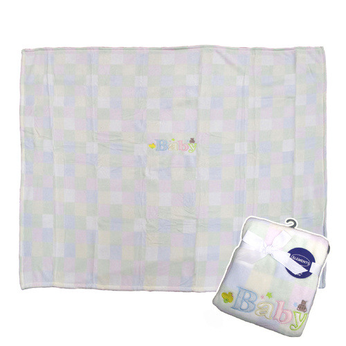 Elements Embroidery Baby Coral Fleece Blanket - Cot - Main Image