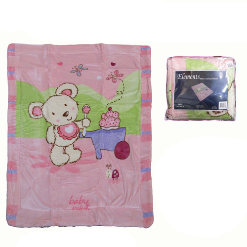 Elements Baby Luxurious Coral Fleece Blanket - Pink Teddy - Main Image