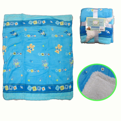 Elements Soft Coral Fleece Baby Blanket 80 x 100 cm -Blue - Main Image