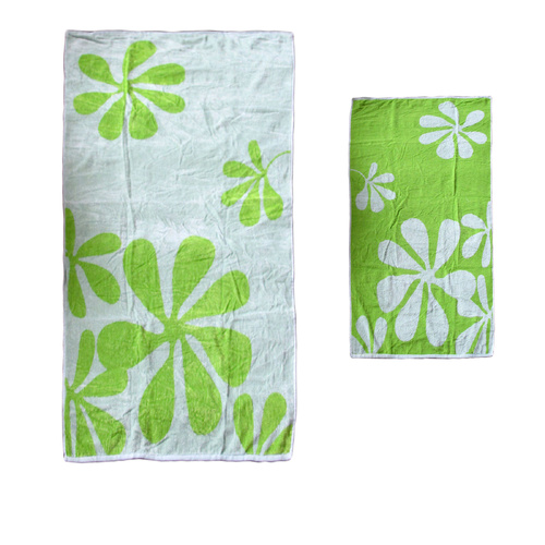 Elements Jacquard REVERSIBLE Cotton Floral Beach Towel - Lime Floral - Main Image