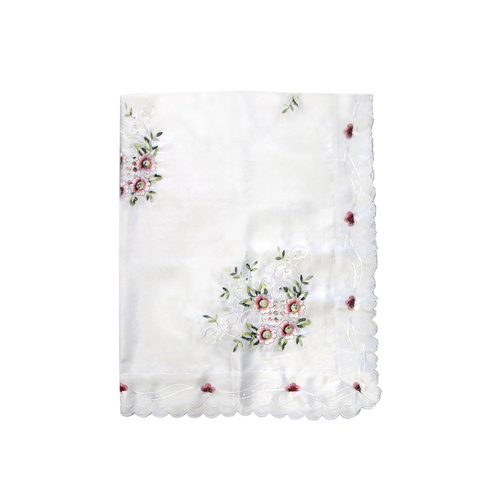Anya Flowers White Embroidered Cutout Rectangular Tablecloth 152 x 228 cm - Main Image