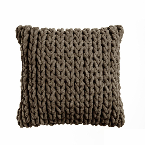 Cable Appliqued Filled Cushion - Expresso - Main Image