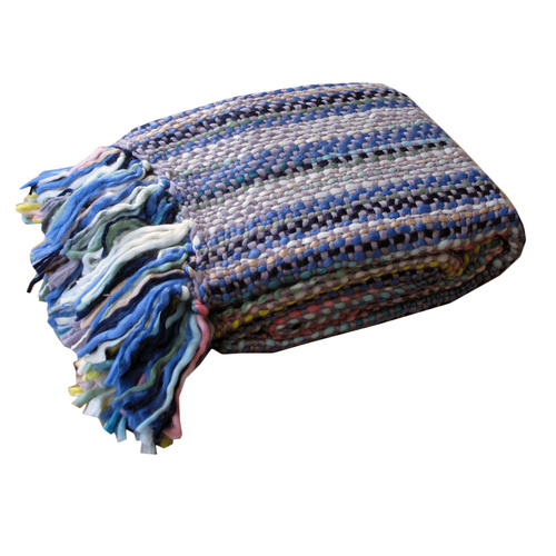 Riley Acrylic Knitted Throw Rug with Fringe No1 - Main Image
