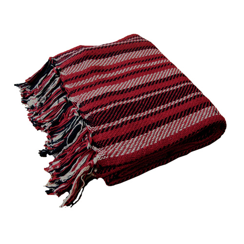Stella 100% Cotton Knitted Throw Rug Red Multi - Main Image