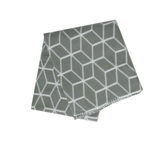 Tiling 175GSM Geometric Pattern Printed Polar Fleece Throw Rug 120 x 150cm Grey - Main Image