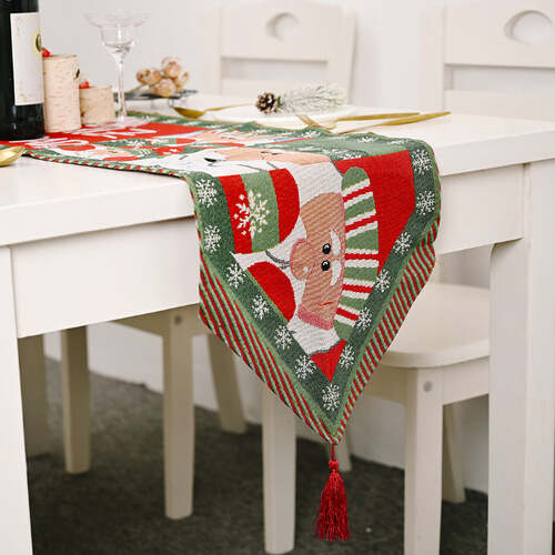 Christmas Table Runner thickened knitted Dining Tablecloth Xmas Party Decor(Santa Claus) - Main Image