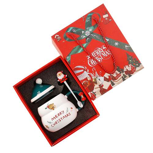 Christmas Cup Gift Box Ceramic Mug Set Mug Gift Set Christmas Coffee Cup(Bell) - Main Image