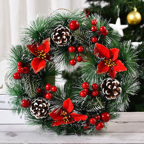 Christmas Wreath Door Garland Decoration Front Door Hanging Flowers Tree Decor(H1-2) - Main Image