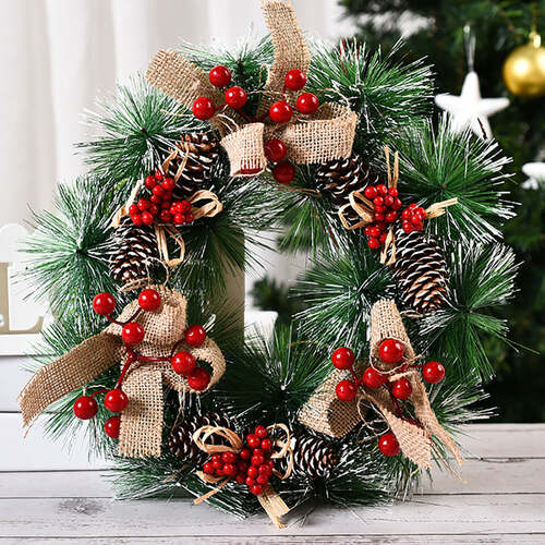 Christmas Wreath Door Garland Decoration Front Door Hanging Flowers Tree Decor(H1-3) - Main Image