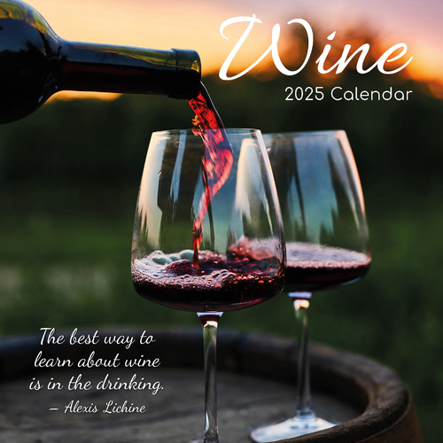 Wine 2025 Square Wall Calendar Food 16 Month Premium Planner Xmas New Year Gift - Main Image