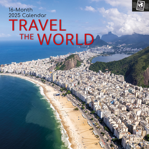 Travel the World 2025 Square Wall Calendar 16 Months New Year Xmas Planner Gift - Main Image