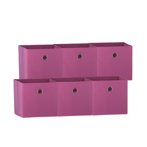 SORTI 33x33x27 CM Dark Pink 6-Pack Foldable Storage Cubes - Fabric Bookcase Organizers for Toys and More - Main Image