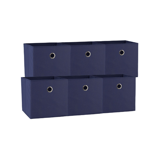 SORTI 33x33x27 CM Dark Blue 6-Pack Foldable Storage Cubes - Fabric Bookcase Organizers for Toys and More - Main Image