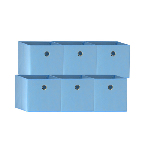 SORTI 33x33x27 CM Blue 6-Pack Foldable Storage Cubes - Fabric Bookcase Organizers for Toys and More - Main Image