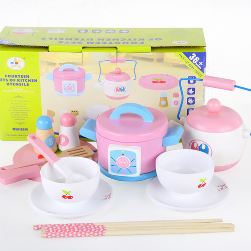 Kids Wooden Kitchen Tea Set Pretend Play - Main Image