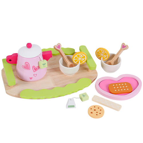 Kids Wooden Kitchen Tea Set Pretend Play - Main Image