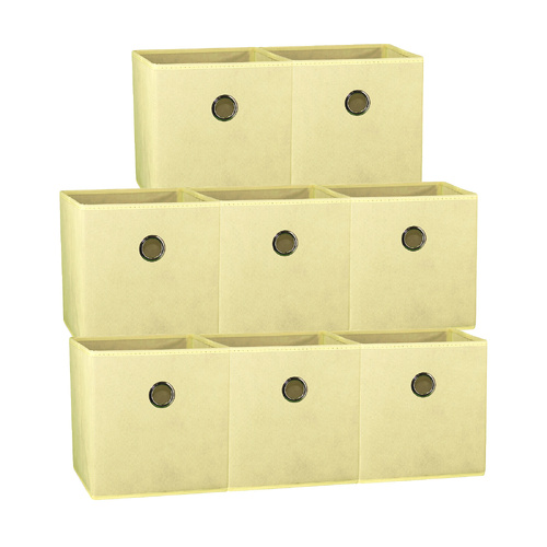 SORTI 27x28x27 CM Beige 8-Pack Foldable Storage Cubes - Fabric Bookcase Organizers for Toys and More - Main Image