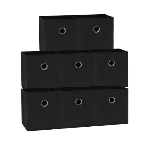 SORTI 27x28x27 CM Black 8-Pack Foldable Storage Cubes - Fabric Bookcase Organizers for Toys and More - Main Image