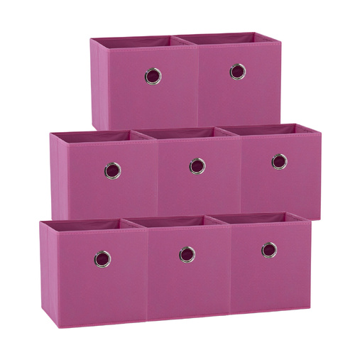 SORTI 27x28x27 CM Dark Pink 8-Pack Foldable Storage Cubes - Fabric Bookcase Organizers for Toys and More - Main Image