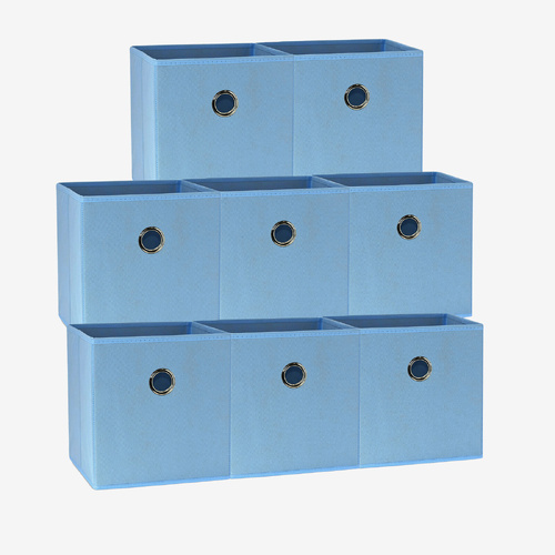 SORTI 27x28x27 CM Light Blue 8-Pack Foldable Storage Cubes - Fabric Bookcase Organizers for Toys and More - Main Image