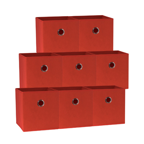 SORTI 27x28x27 CM Red 8-Pack Foldable Storage Cubes - Fabric Bookcase Organizers for Toys and More - Main Image