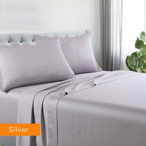 1200tc hotel quality cotton rich sheet set mega king silver - Main Image